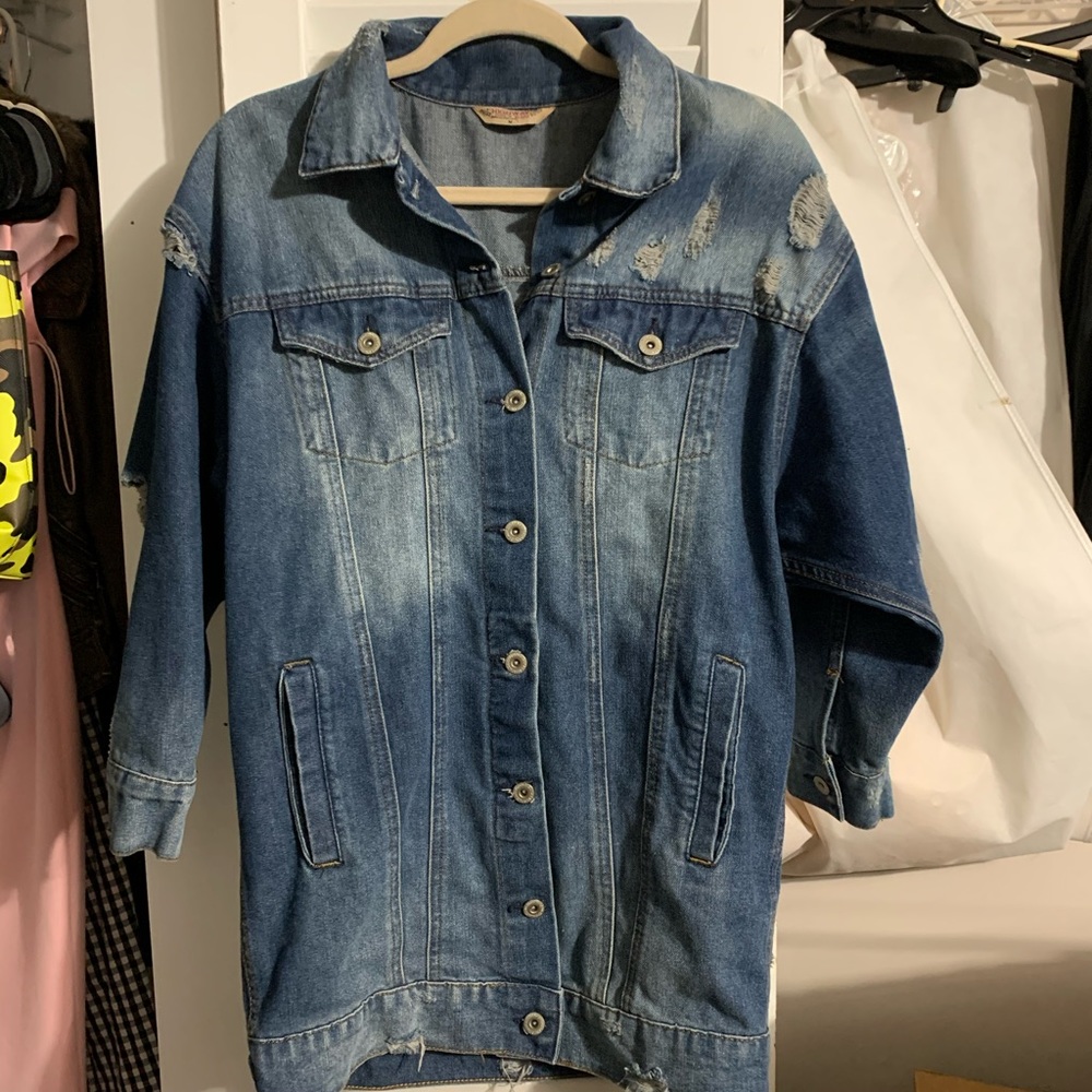 HIGHWAY JEANS oversized distressed jean jacket